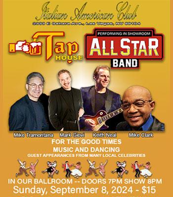 TAPHOUSE ALL STAR BAND - Sunday, September 8- $15 Image