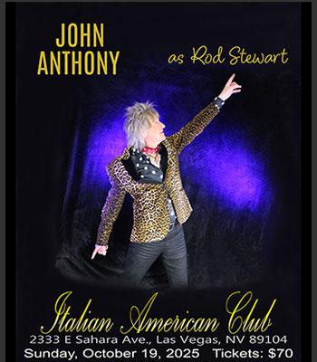 John Anthony Sun Oct 19 @ 6:30 Dinner VIP$75/GA$65 Image
