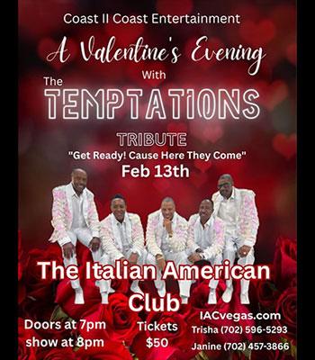 The TEMPTATIONS - Friday, Feb. 13 2026 -- $50.00 Image