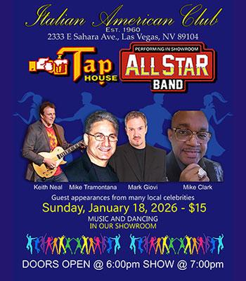 TAPHOUSE ALL STAR BAND - Sunday, January 18 - $15 Image