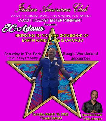 EC ADAMS - Sunday, March 16, 2025 Show 8pm -$65 Image